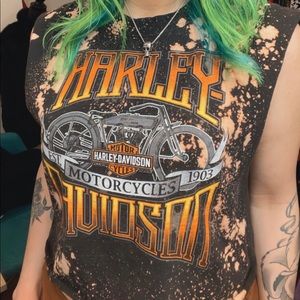 Harley Davidson Distressed Cropped Cutoff Tee